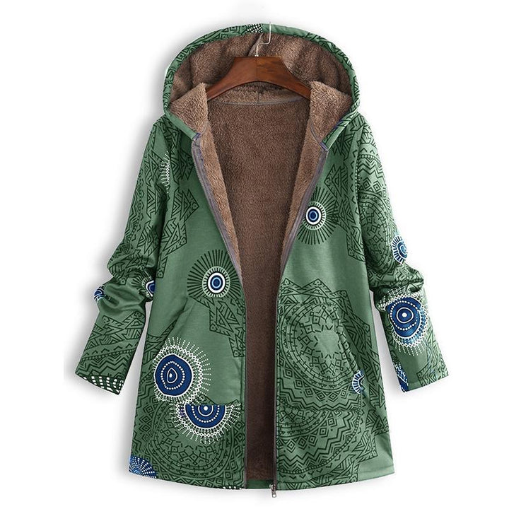 Lange Damen Frühlingsjacke mit Kapuze und Fronttaschen