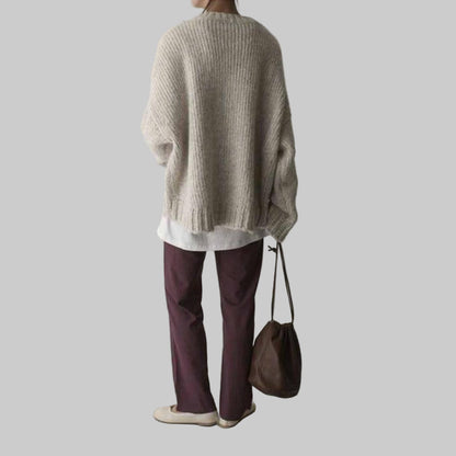 Oversize-Pullover in Elfenbein mit aufgesetzten Taschen – Lässiges Alltags-Teil