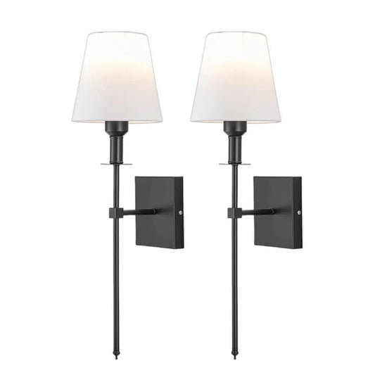 Elegant Rechargeable Wireless Wall Lamp 2 Pack with Remote, Metal and Cloth Finish, Suitable for Indoor and Outdoor Use