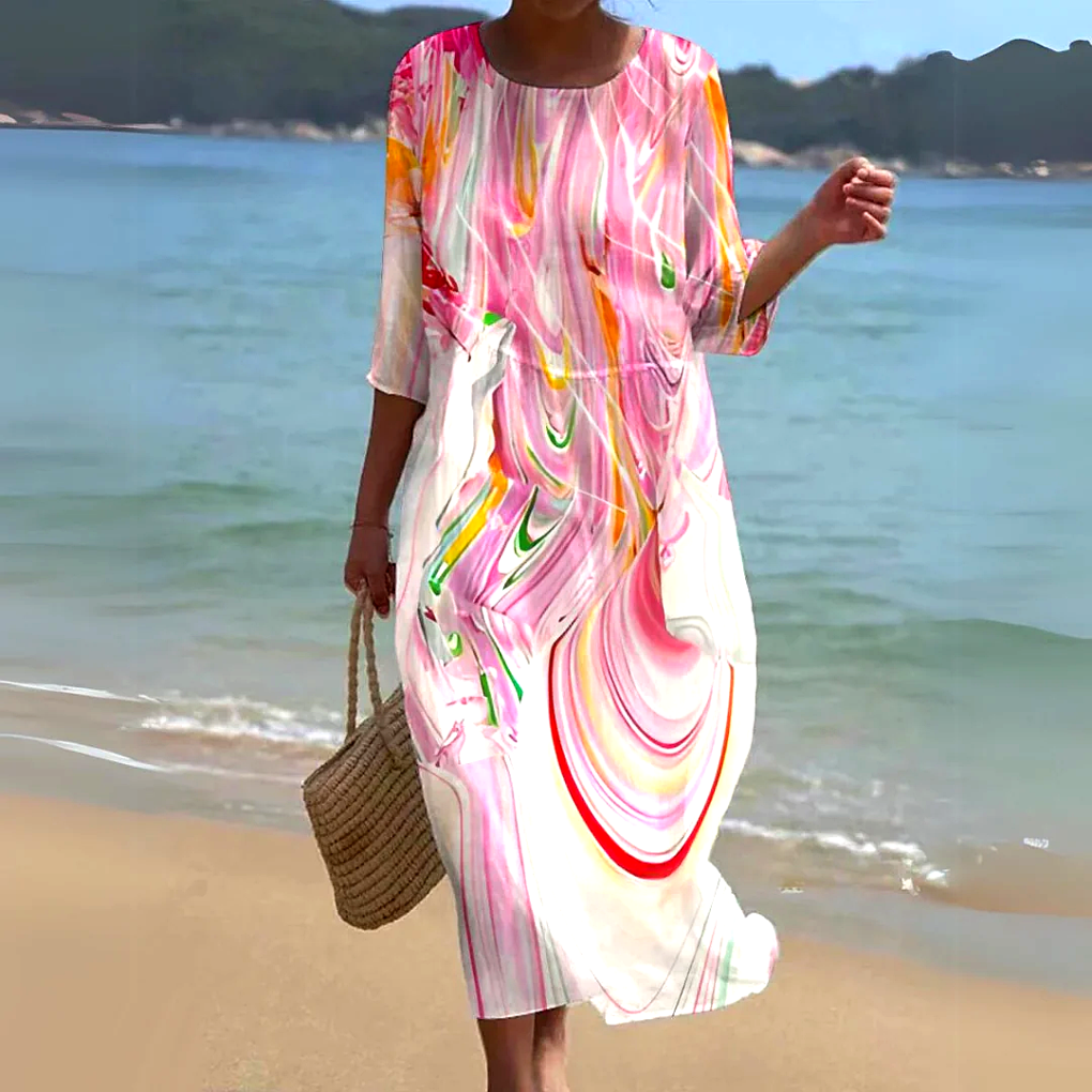 Fließendes und leichtes, elegantes Midikleid für Damen