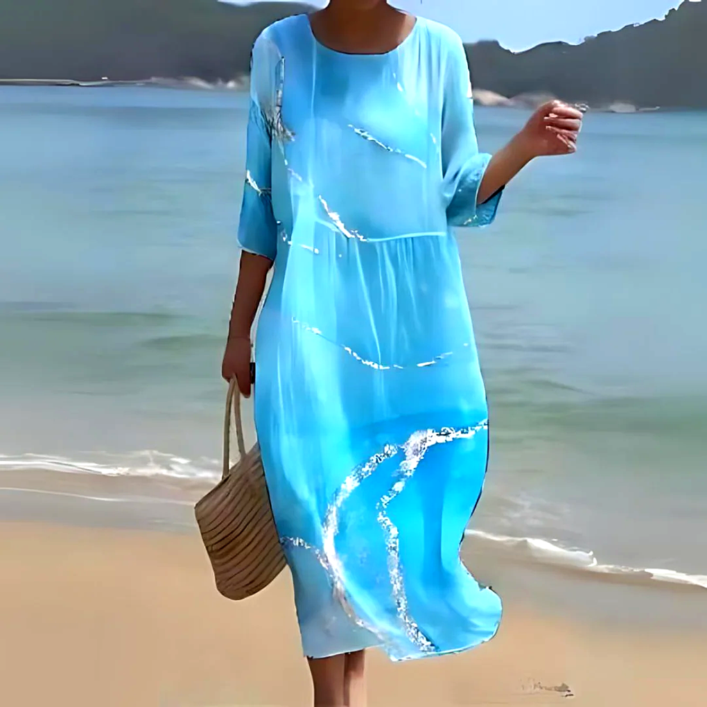 Fließendes und leichtes, elegantes Midikleid für Damen