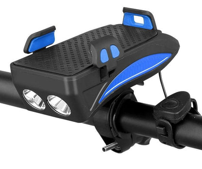 4-in-1 Fahrradhalterung mit Powerbank, LED-Licht und Hupe