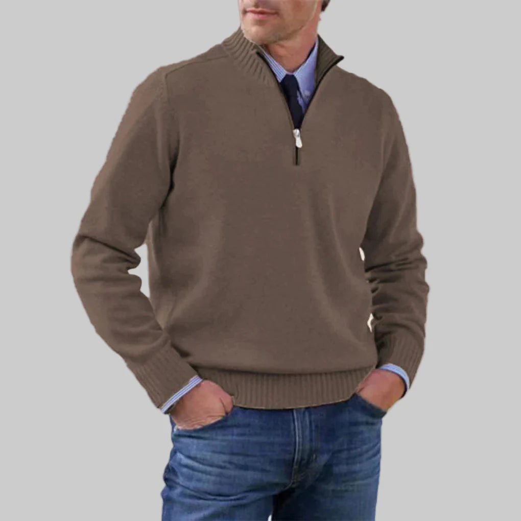 Herren-Pullover mit halbem Reißverschluss – Lagenlook mit saisonalem Charme
