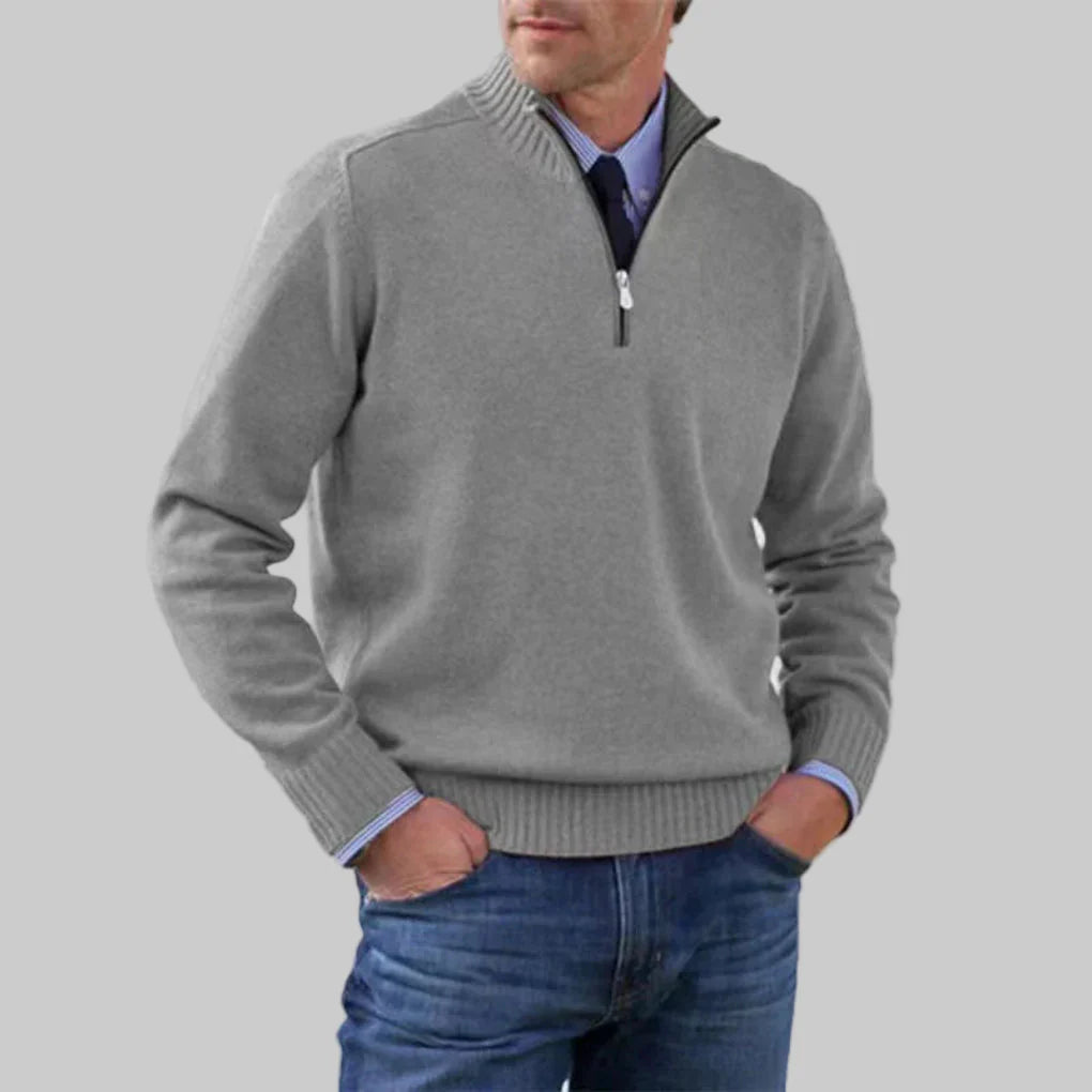 Herren-Pullover mit halbem Reißverschluss – Lagenlook mit saisonalem Charme