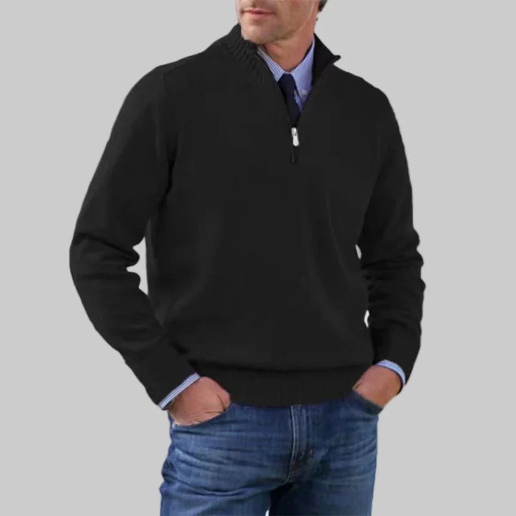 Herren-Pullover mit halbem Reißverschluss – Lagenlook mit saisonalem Charme