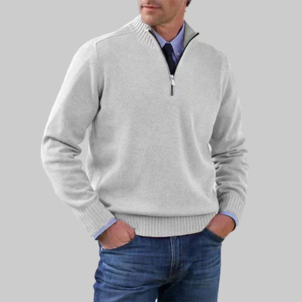 Herren-Pullover mit halbem Reißverschluss – Lagenlook mit saisonalem Charme