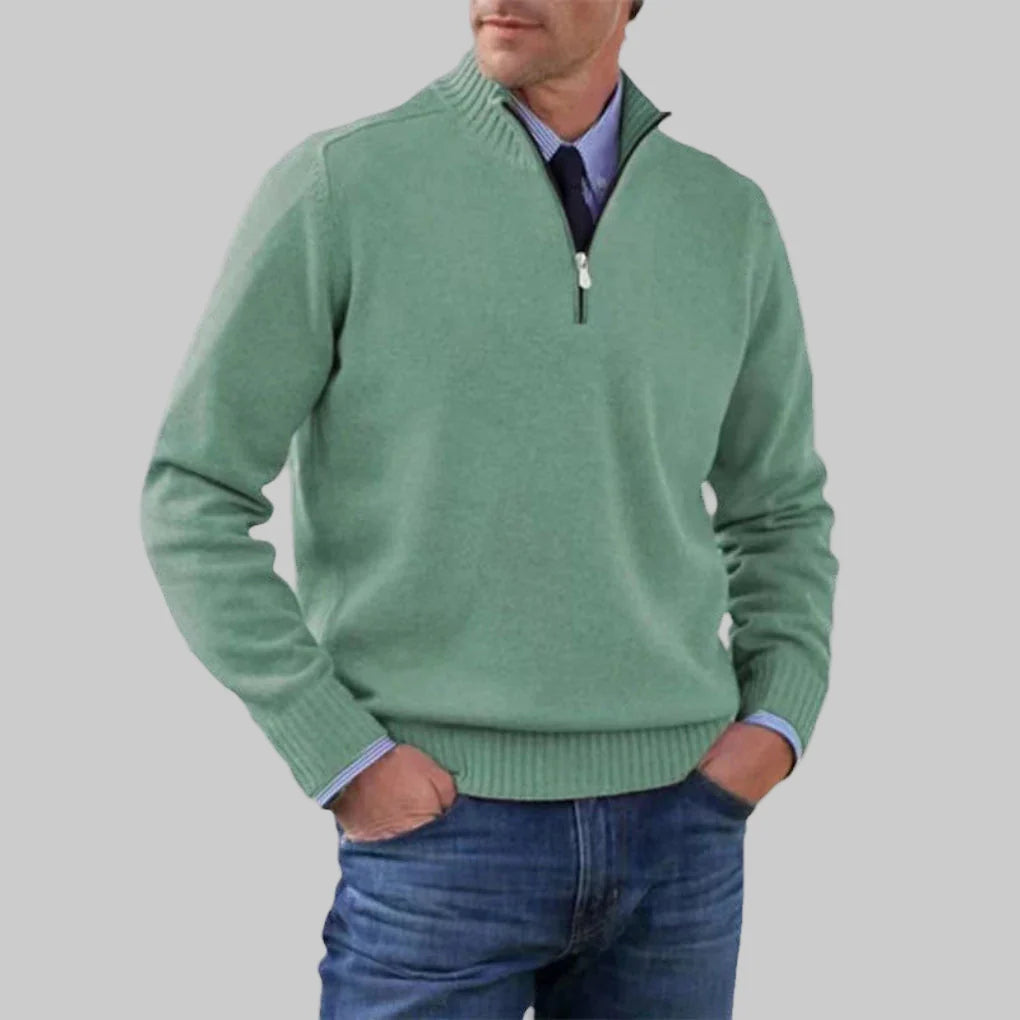 Herren-Pullover mit halbem Reißverschluss – Lagenlook mit saisonalem Charme