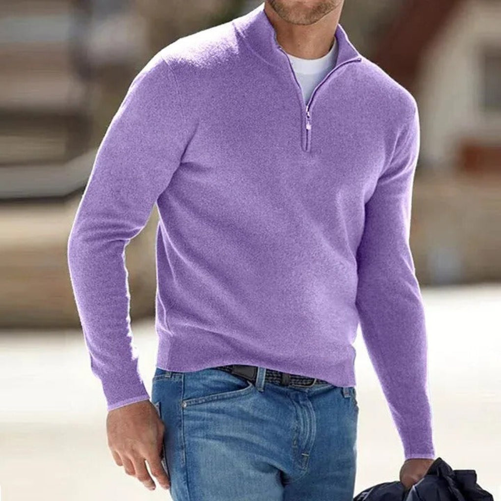 Herren Kaschmir-Pullover mit Reißverschluss