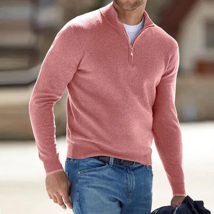 Herren Kaschmir-Pullover mit Reißverschluss