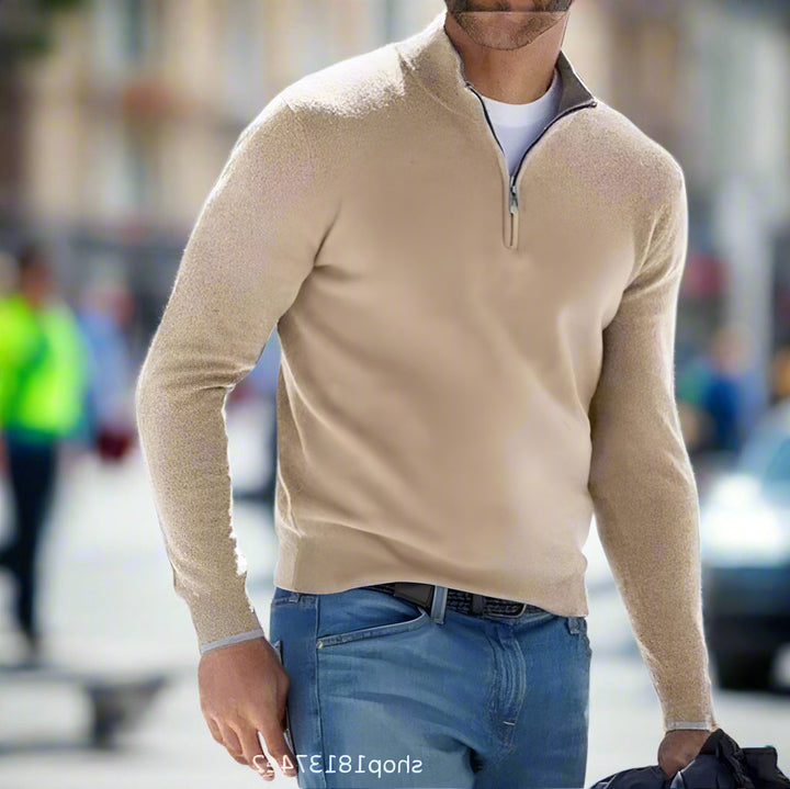 Herren Kaschmir-Pullover mit Reißverschluss