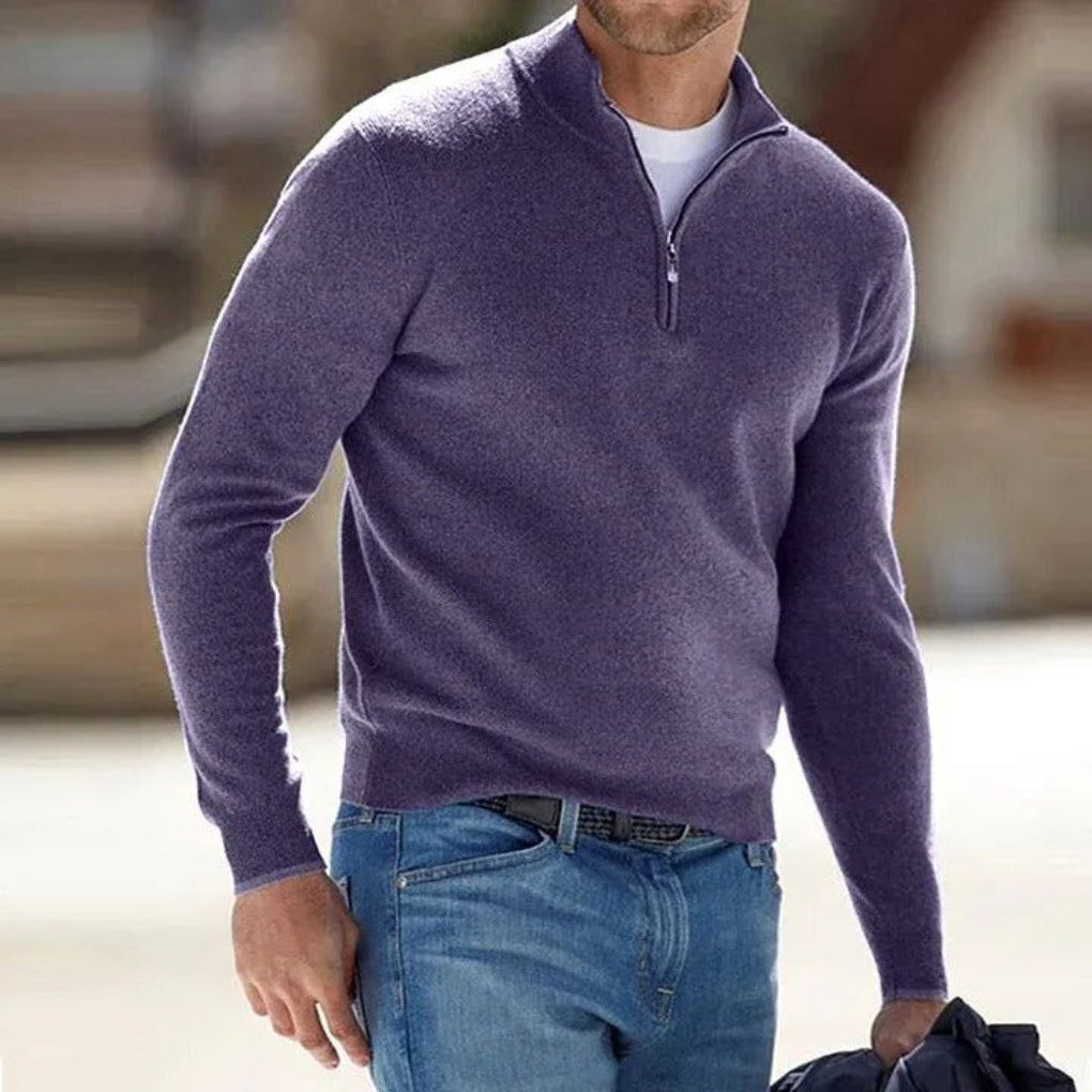 Herren Kaschmir-Pullover mit Reißverschluss