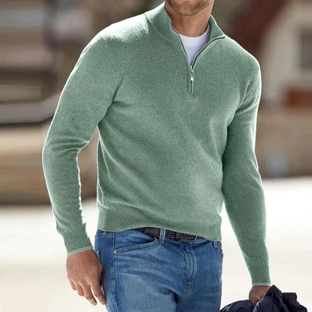 Herren Kaschmir-Pullover mit Reißverschluss