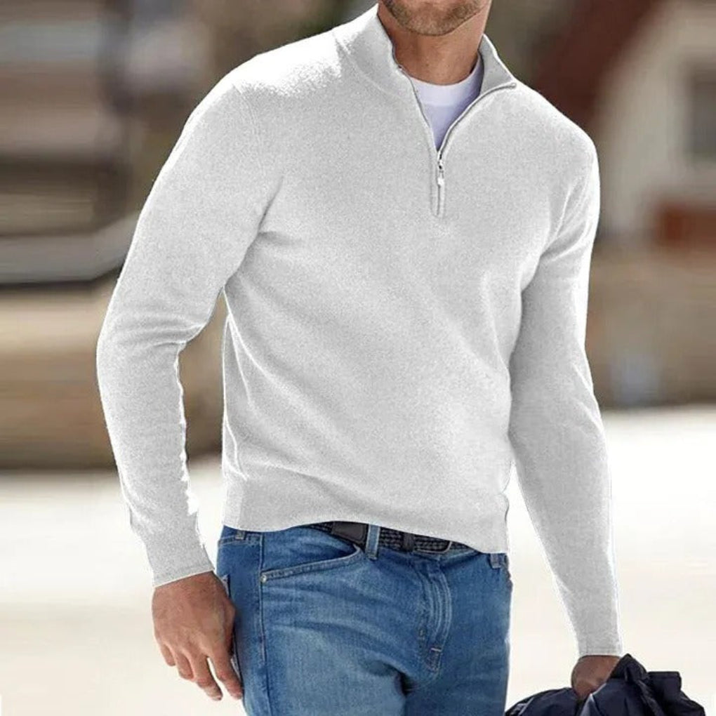 Herren Kaschmir-Pullover mit Reißverschluss