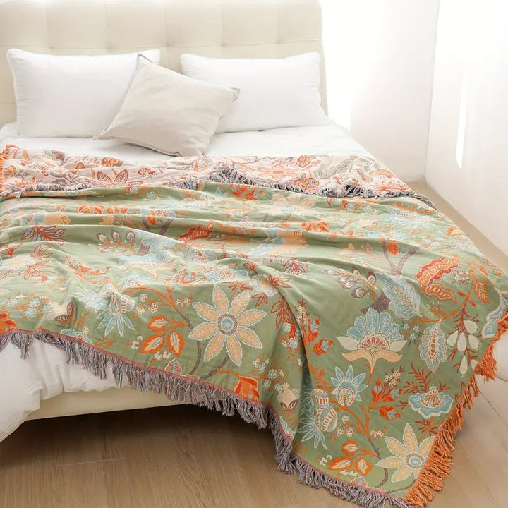 Bohol Rustic – Geblümte Boho-Decke für gemütlichen Komfort und stilvolles Wohnen