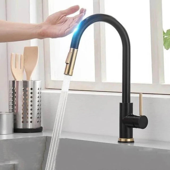 Touchless kitchen faucet with motion sensor