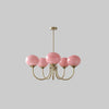 Moderne Kronleuchter-Deckenleuchte in Rosa und Gold