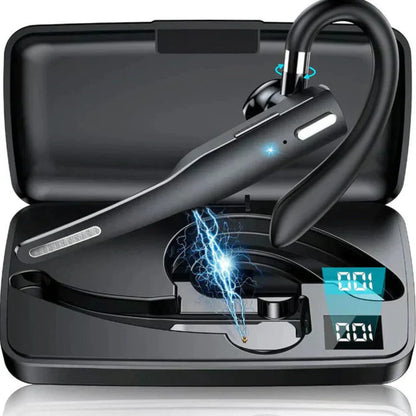 "Sleek black Bluetooth 5.1 noise-cancelling headset for men, featuring dual microphones for clear, hands-free calls."