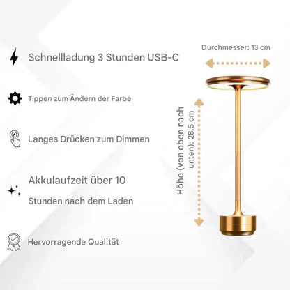 Einfache, kabellose Tischlampe mit Ladefunktion