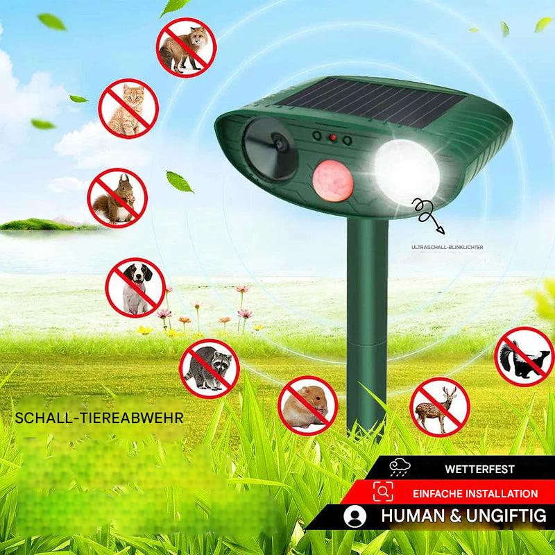 Bewegungsaktivierter solarbetriebener Ultraschall-Tierabwehr